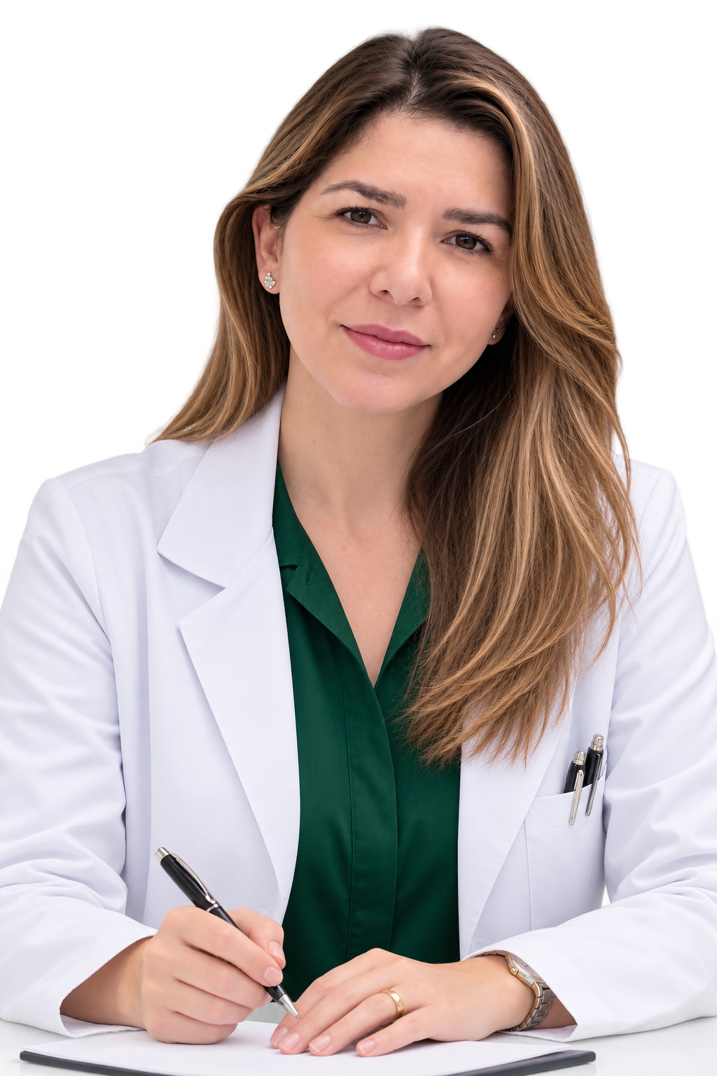 La Dra. Bárbara Manga escuchando a una paciente en su consulta de endocrinología en Palma